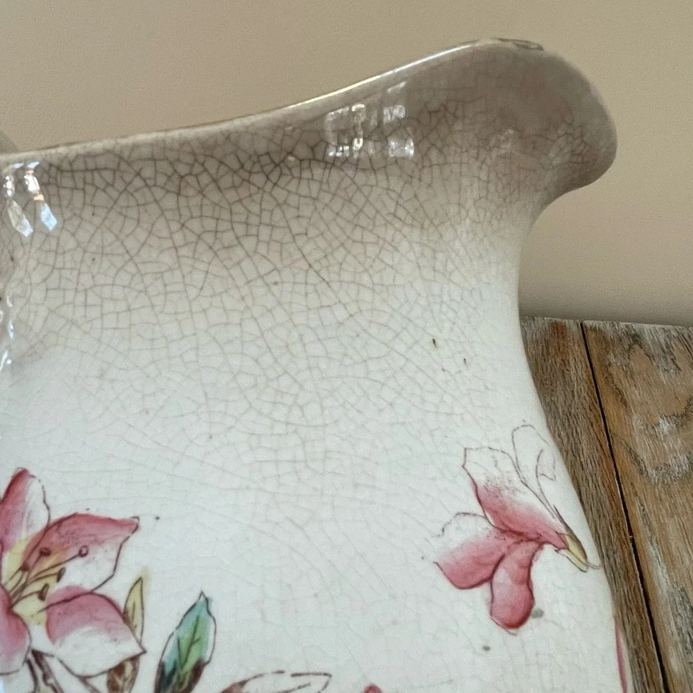 Antique Ironstone Pink China E.T.P. Co. Floral Pattern Pitcher❤️ - Picture 3 of 12